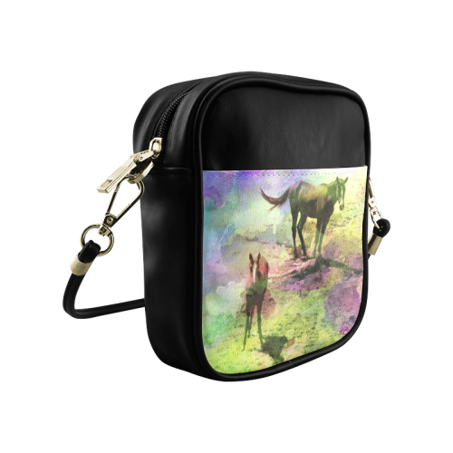 watercolor horses by Martina Webster Sling Bag (Model 1627)