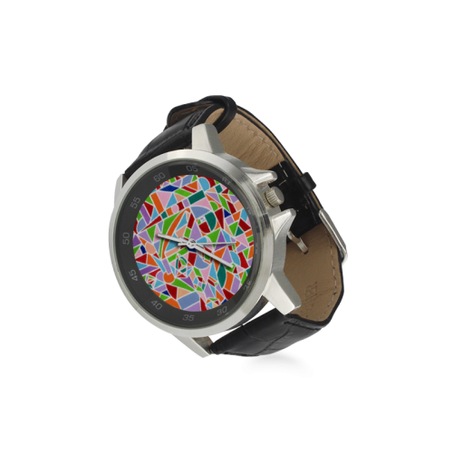 Sacred Geometry Unisex Stainless Steel Leather Strap Watch(Model 202)