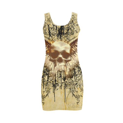 Amazing skull, wings and grunge Medea Vest Dress (Model D06)