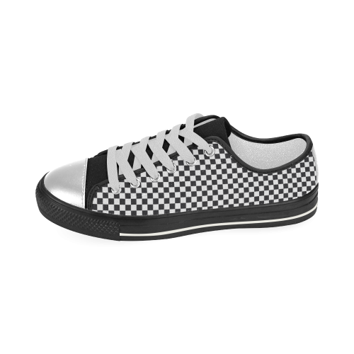 RACING / CHESS SQUARES pattern - black Women's Classic Canvas Shoes (Model 018)