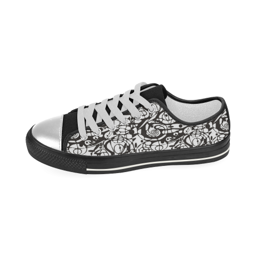 Crazy Spiral Shapes Pattern - Black White Women's Classic Canvas Shoes (Model 018)