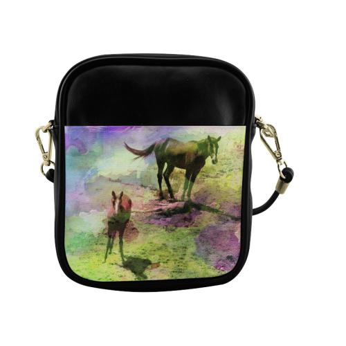 watercolor horses by Martina Webster Sling Bag (Model 1627)