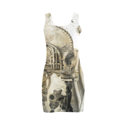 Awesome technical skull, vintage design Medea Vest Dress (Model D06)
