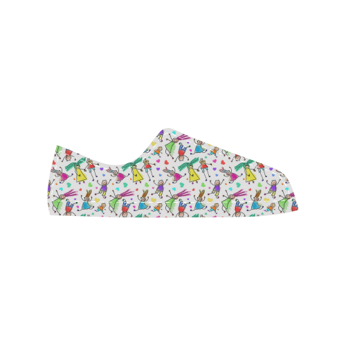 Multicolored HAPPY PEOPLE Line Drawing Women's Classic Canvas Shoes (Model 018)