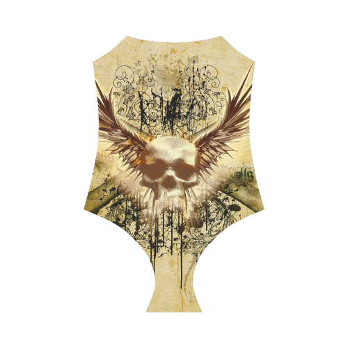 Amazing skull, wings and grunge Strap Swimsuit ( Model S05)