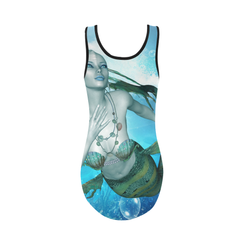 Wonderful mermaid in blue colors Vest One Piece Swimsuit (Model S04)