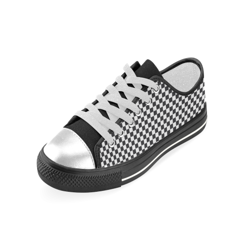 RACING / CHESS SQUARES pattern - black Women's Classic Canvas Shoes (Model 018)