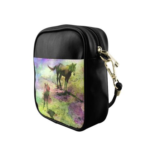 watercolor horses by Martina Webster Sling Bag (Model 1627)