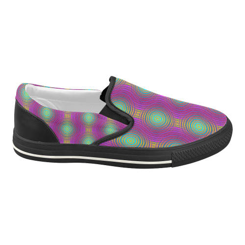 NEON colored TARGET STRIPES pattern Women's Slip-on Canvas Shoes (Model 019)