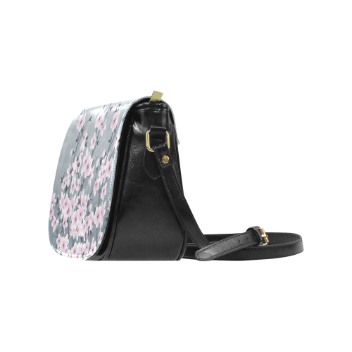 Cherry Blossoms Gray Pink Sakura Floral Asia Classic Saddle Bag/Small (Model 1648)