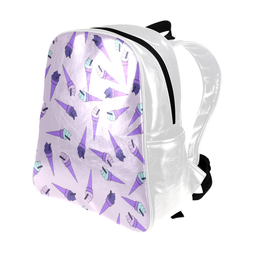 Purple Ice Cream Fun Multi-Pockets Backpack (Model 1636)