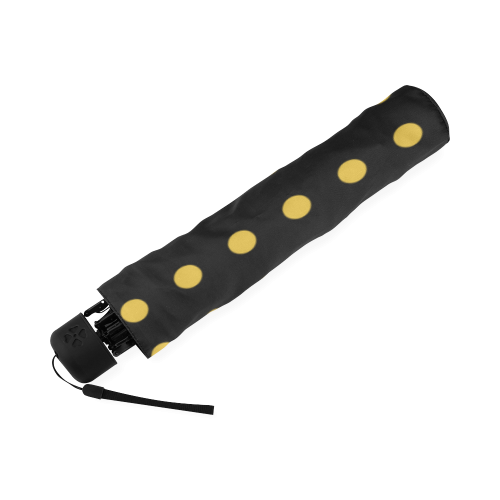 Elegant Gold Polka Dots Pattern on Black Foldable Umbrella (Model U01)