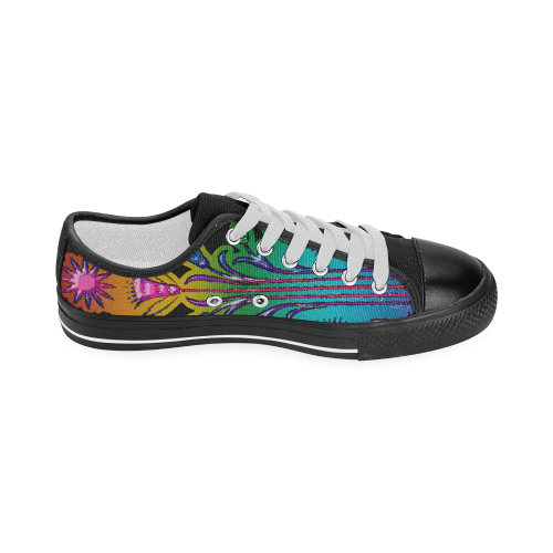 Art Deco Grunge Flower Ornaments Women's Classic Canvas Shoes (Model 018)