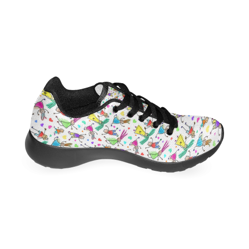 Multicolored HAPPY PEOPLE Line Drawing Women’s Running Shoes (Model 020)