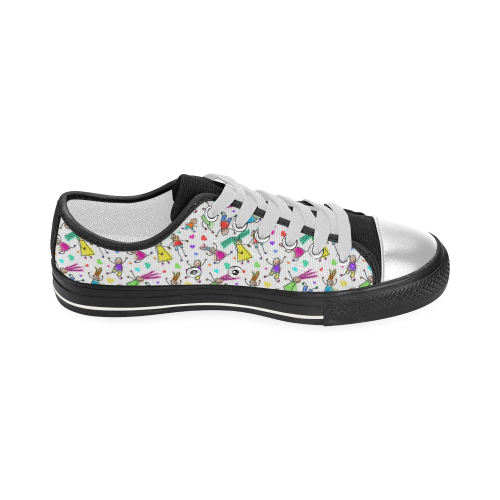 Multicolored HAPPY PEOPLE Line Drawing Women's Classic Canvas Shoes (Model 018)