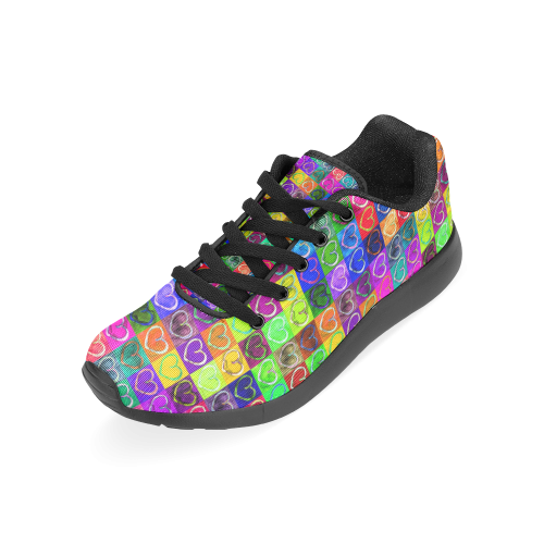 Lovely Hearts Mosaic Pattern - Grunge Colored Women’s Running Shoes (Model 020)