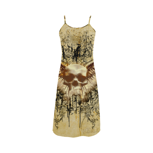 Amazing skull, wings and grunge Alcestis Slip Dress (Model D05)