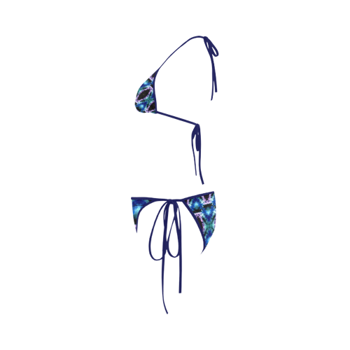 Blue, Light Blue, Metallic Diamond Pattern Custom Bikini Swimsuit