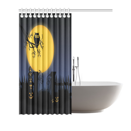 Happy Halloween with  a owl in the night Shower Curtain 66"x72"