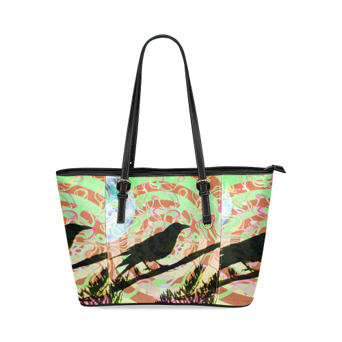 mystic ravens by Martina Webster Leather Tote Bag/Small (Model 1640)