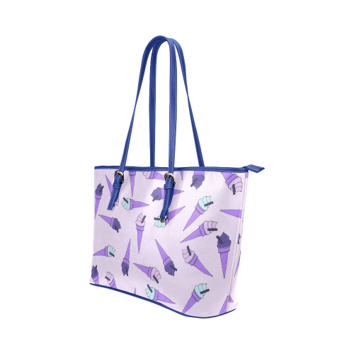 Purple Ice Cream Fun Leather Tote Bag/Small (Model 1651)