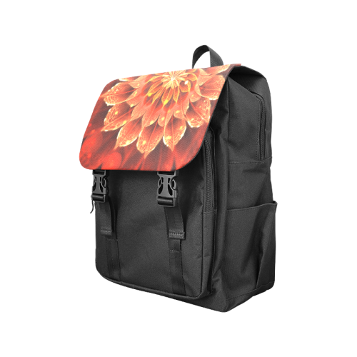 Casual Black Backpack - Red Dahlia Fractal Flower with Beautiful Bokeh Casual Shoulders Backpack (Model 1623)