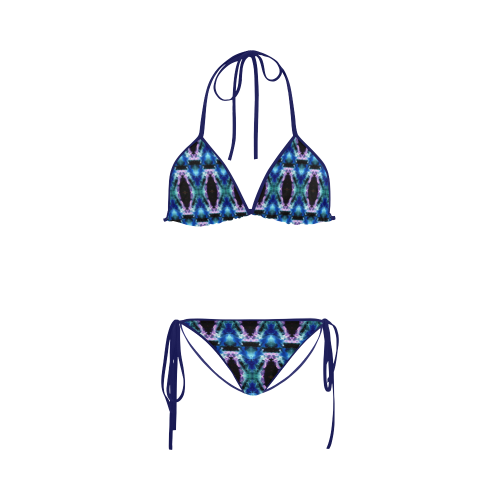 Blue, Light Blue, Metallic Diamond Pattern Custom Bikini Swimsuit