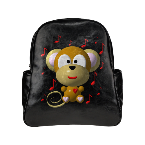 Cute Critters With Heart: Musical Monkey Multi-Pockets Backpack (Model 1636)