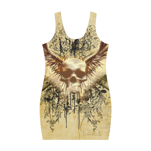 Amazing skull, wings and grunge Medea Vest Dress (Model D06)