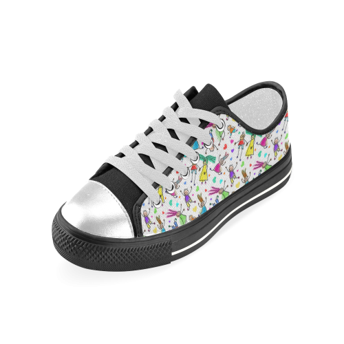Multicolored HAPPY PEOPLE Line Drawing Women's Classic Canvas Shoes (Model 018)