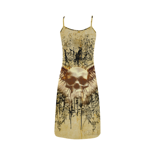 Amazing skull, wings and grunge Alcestis Slip Dress (Model D05)