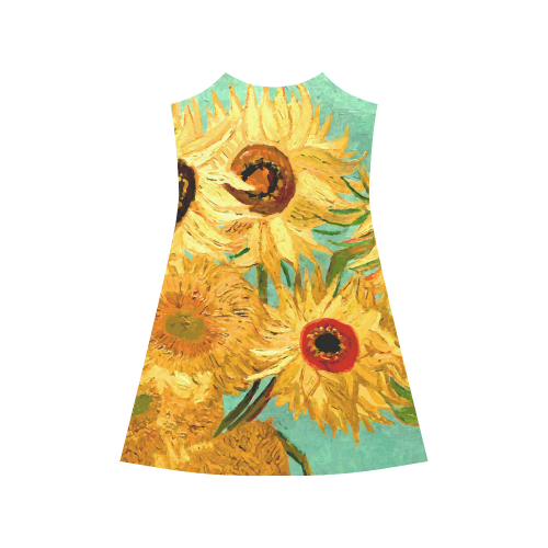 Van Gogh Sunflowers Floral Alcestis Slip Dress (Model D05) ID D602110