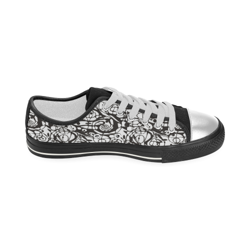 Crazy Spiral Shapes Pattern - Black White Women's Classic Canvas Shoes (Model 018)