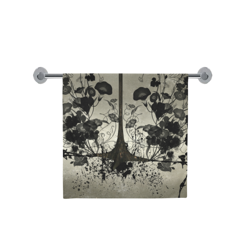 Crow with flowers on vintage background Bath Towel 30"x56"