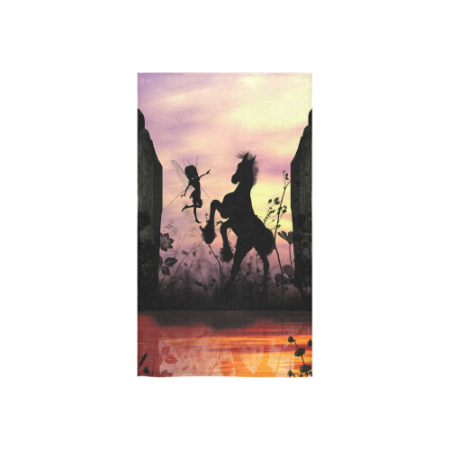 Wonderful fairy with foal in the sunset Custom Towel 16"x28"