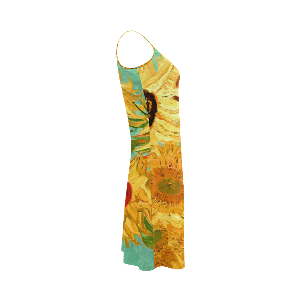 Van Gogh Sunflowers Floral Alcestis Slip Dress (Model D05) ID D602110