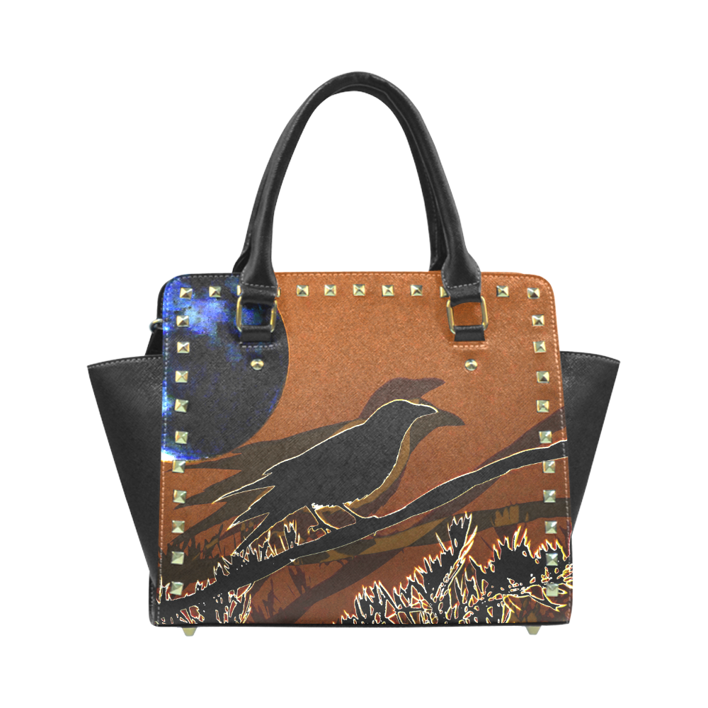 Gothic Raven by Martina ster Rivet Shoulder Handbag (Model 1645
