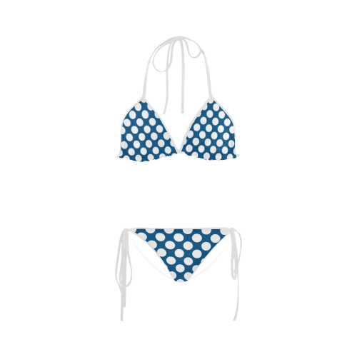 Bikini, White Polka Dots on Blue Custom Bikini Swimsuit