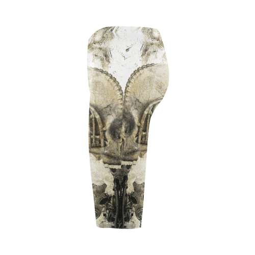 Awesome technical skull, vintage design Hestia Cropped Leggings (Model L03)