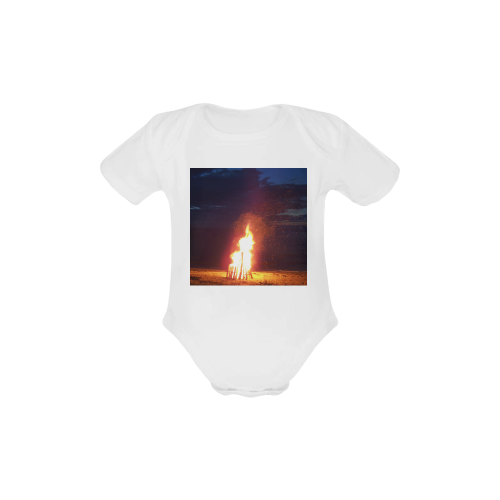 Beach Bonfire Blazing Baby Powder Organic Short Sleeve One Piece (Model T28)