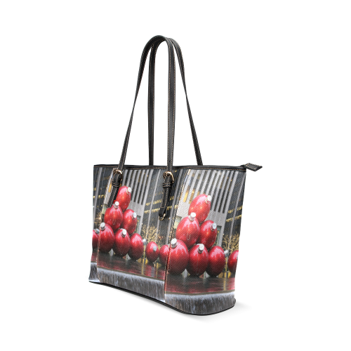 NYC Christmas Ball Ornaments Leather Tote Bag/Large (Model 1640)