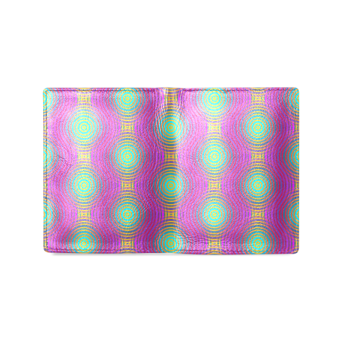 NEON colored TARGET STRIPES pattern Men's Leather Wallet (Model 1612)