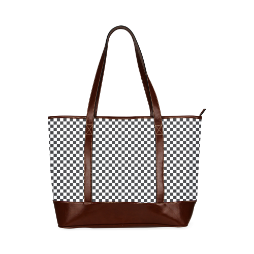 RACING / CHESS SQUARES pattern - black Tote Handbag (Model 1642)