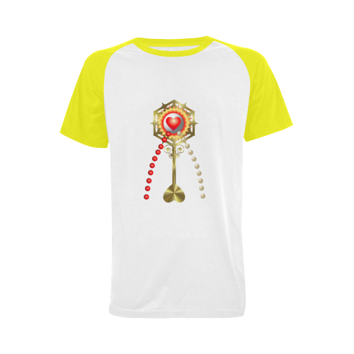 Catholic Holy Communion: Divine Mercy - Yellow Sleeves Men's Raglan T-shirt (USA Size) (Model T11)