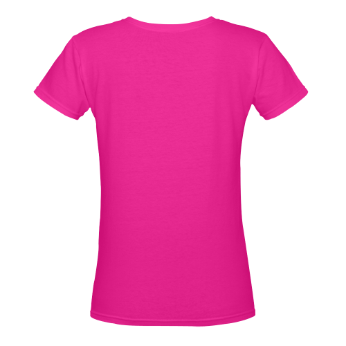 Catholic Holy Communion: Divine Mercy - Fuchsia Pink Women's Deep V-neck T-shirt (Model T19)