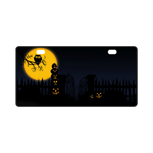 Happy Halloween with  a owl in the night License Plate
