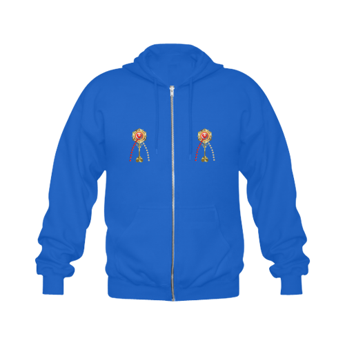 Catholic Holy Communion: Divine Mercy -Royal Blue Gildan Full Zip Hooded Sweatshirt (Model H02)