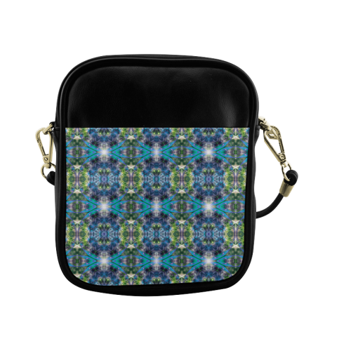Fractal Kaleidoscope Mosaic -  Cyan Green Sling Bag (Model 1627)
