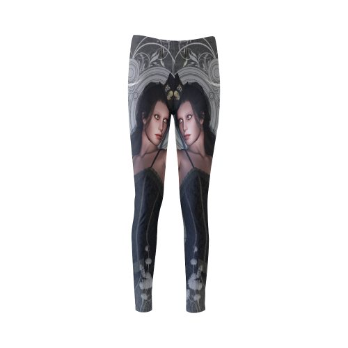 The dark lady with flowers, victorian Cassandra Women's Leggings (Model L01)