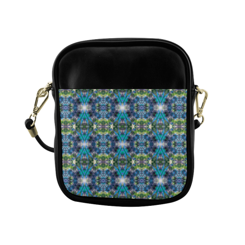 Fractal Kaleidoscope Mosaic -  Cyan Green Sling Bag (Model 1627)
